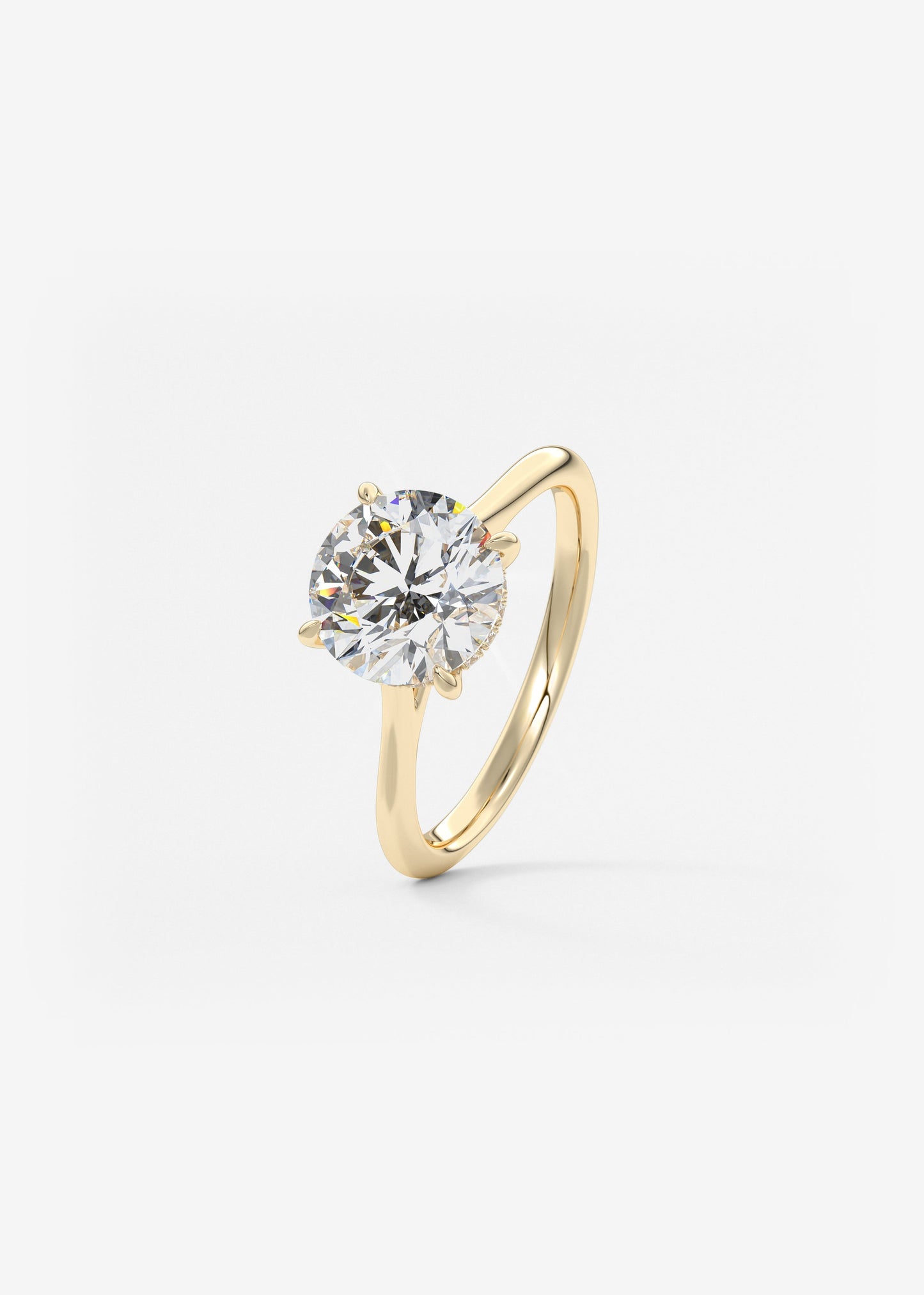 Round Hidden Halo Cathedral Lab Grown Diamond Engagement Ring
