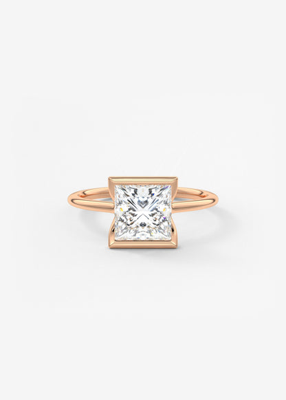 Princess Half Bezel Lab Grown Diamond Engagement Ring