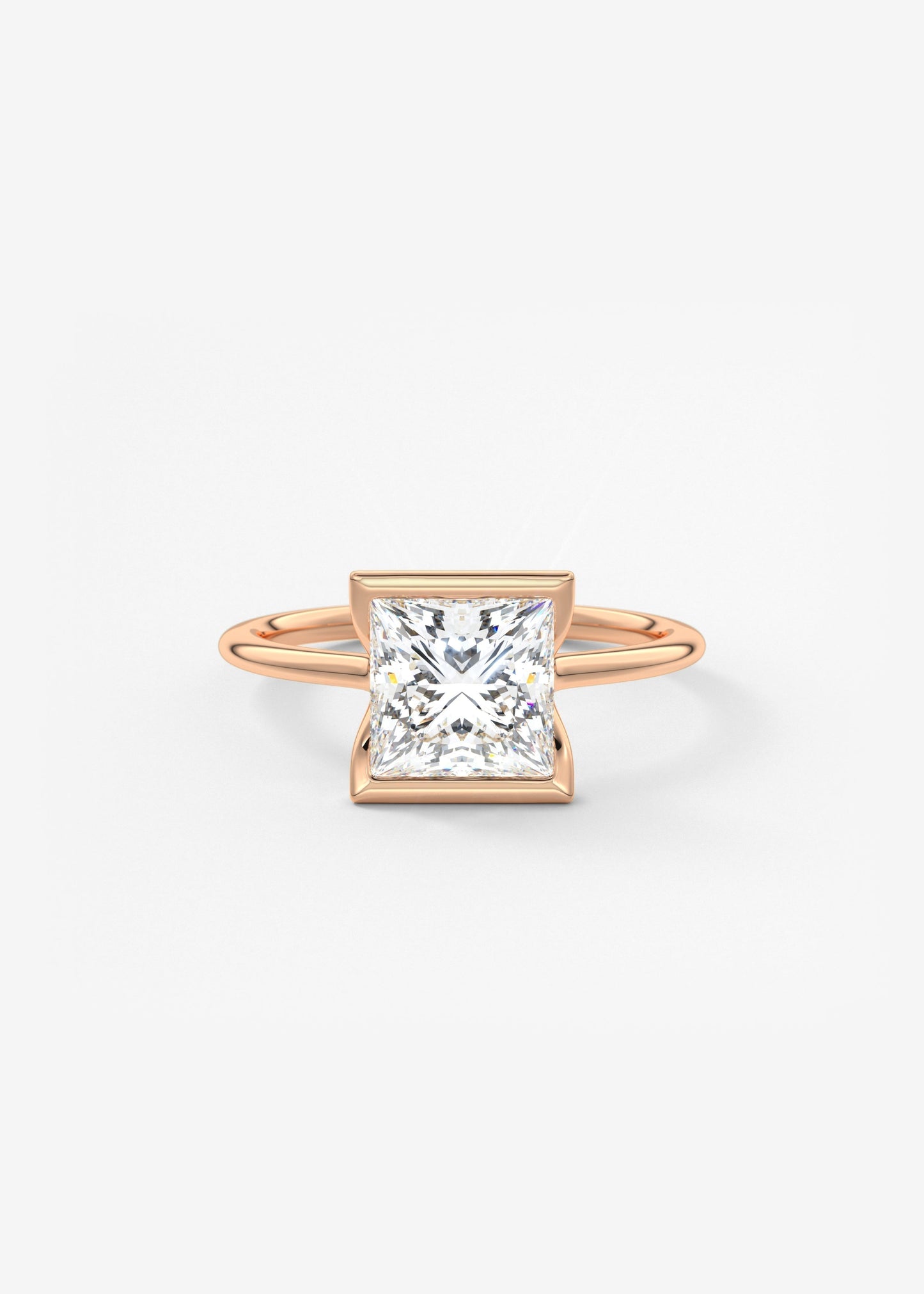 Princess Half Bezel Lab Grown Diamond Engagement Ring