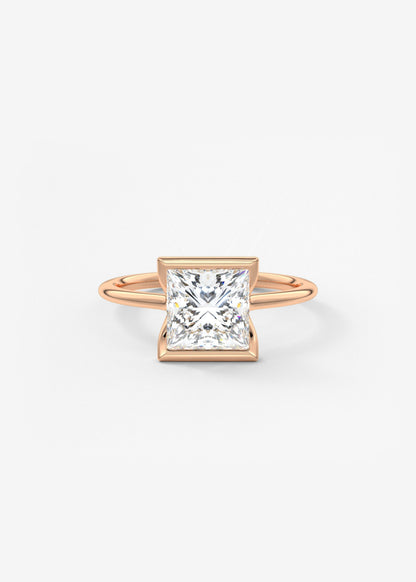 Princess Half Bezel Lab Grown Diamond Engagement Ring