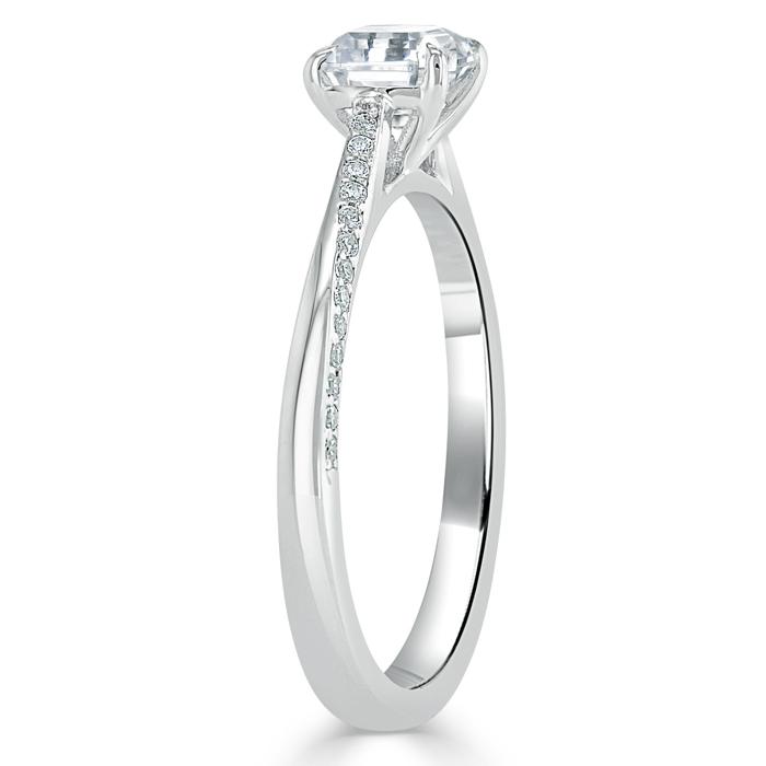 0.75 CT Asscher Cut Solitaire Moissanite Engagement Ring