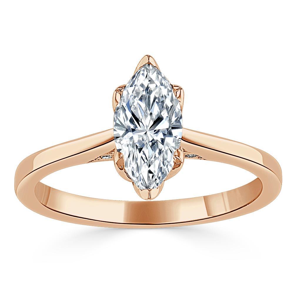 1.0 CT Marquise Cut Solitaire Moissanite Engagement Ring