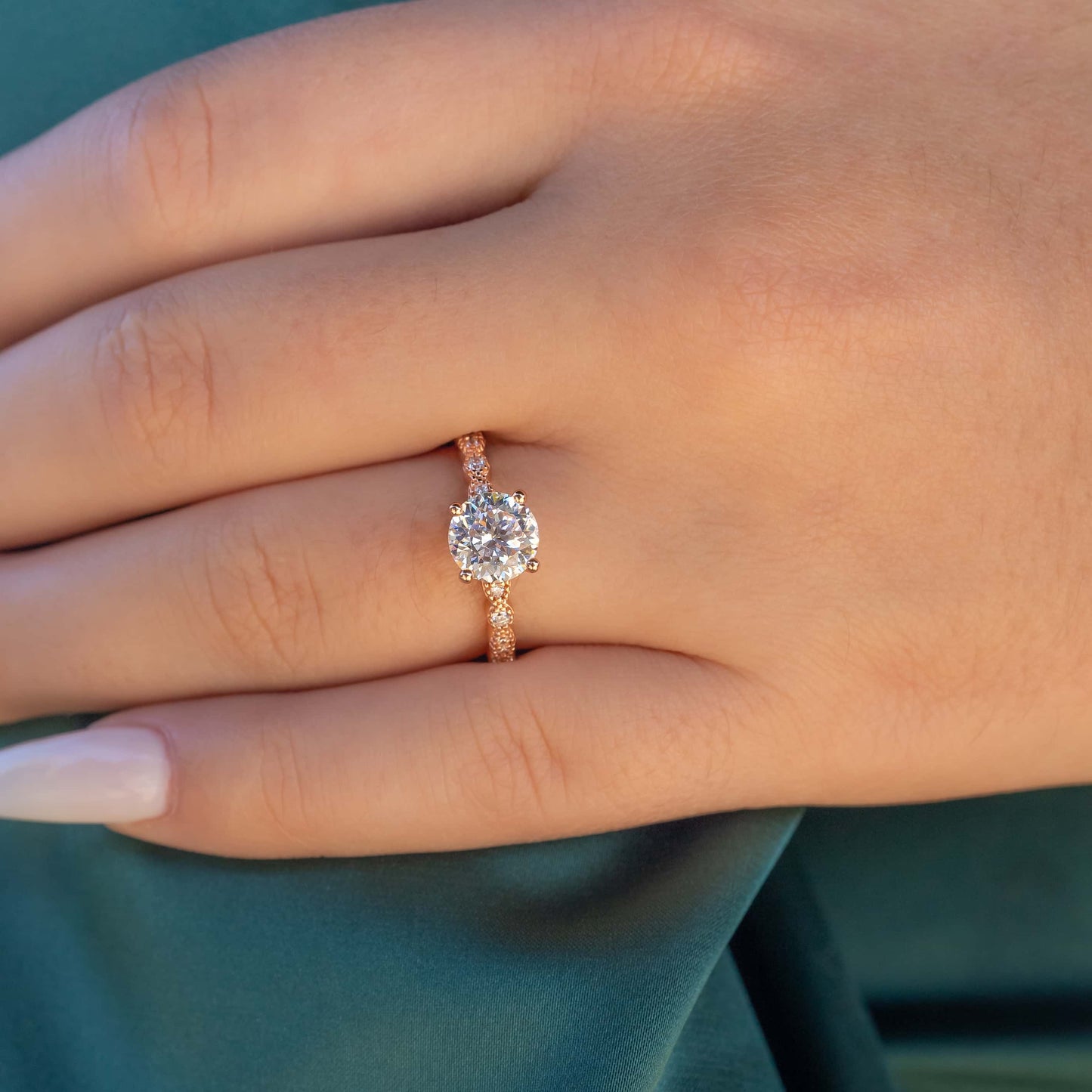 1.80 CT Round Cut Solitaire Moissanite Engagement Ring