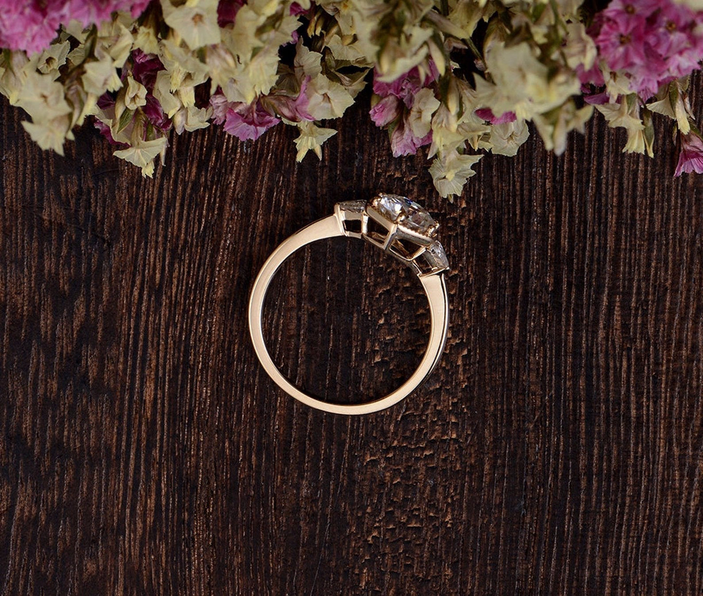 1.60 CT Round Cut Three Stone Moissanite Engagement Ring