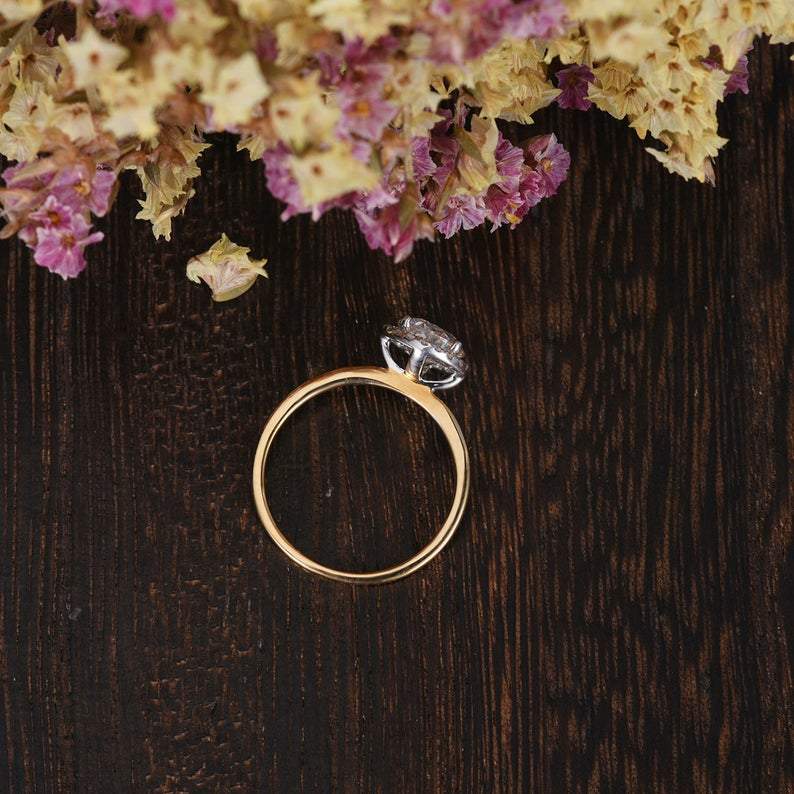 1.90 CT Round Cut Halo Moissanite Engagement Ring