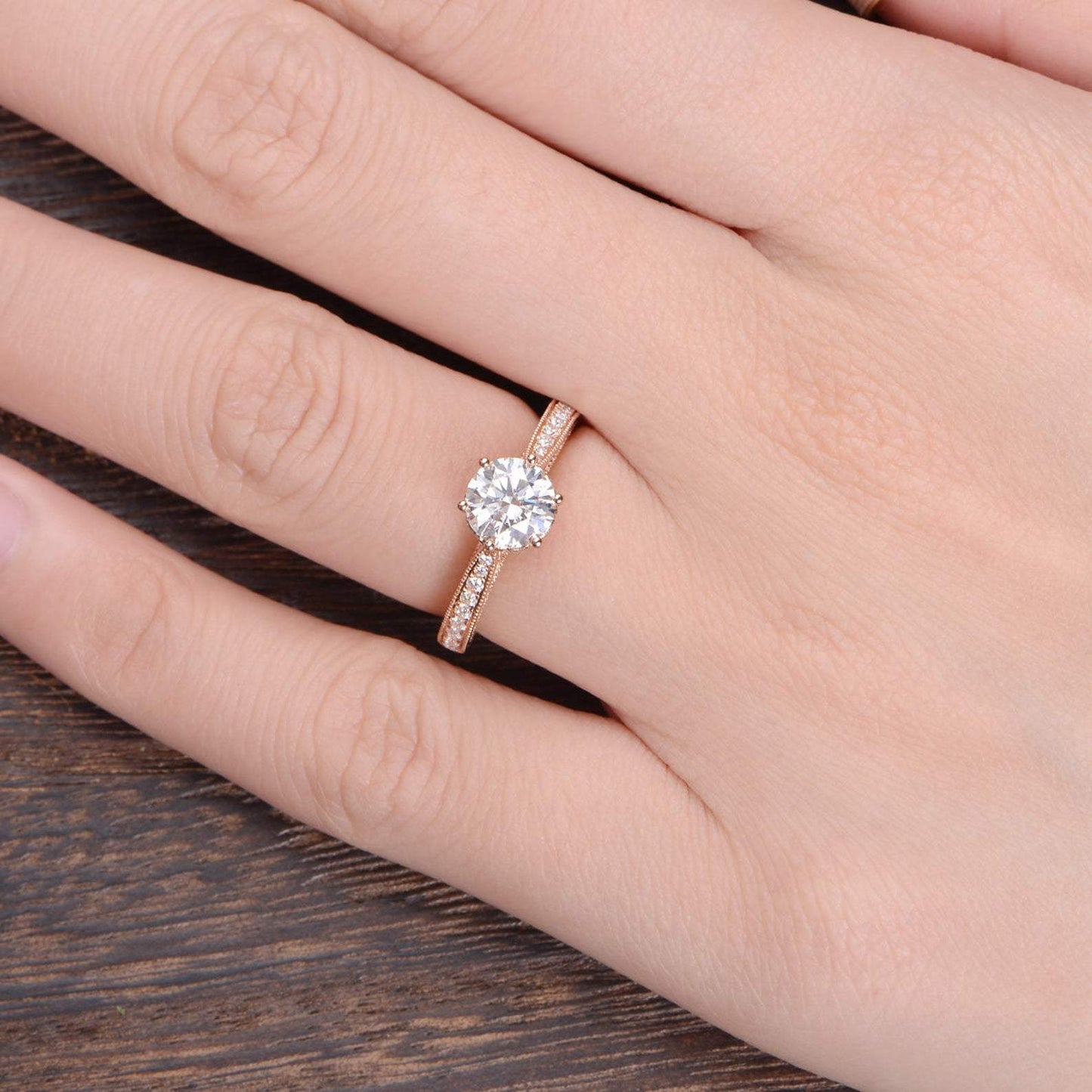 1.35 CT Round Cut Solitaire Moissanite Engagement Ring