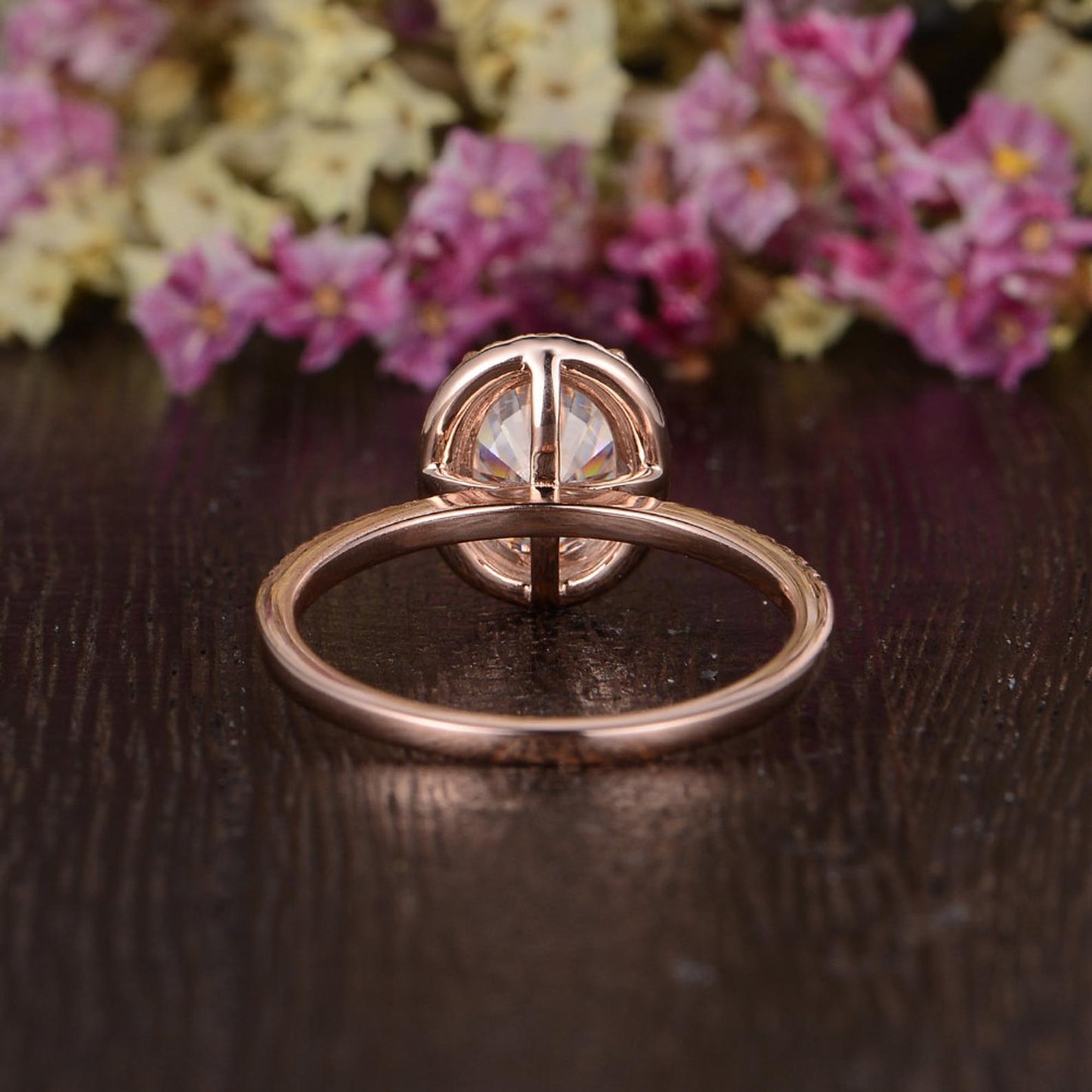 1.32 CT Oval Cut Halo Moissanite Engagement Ring