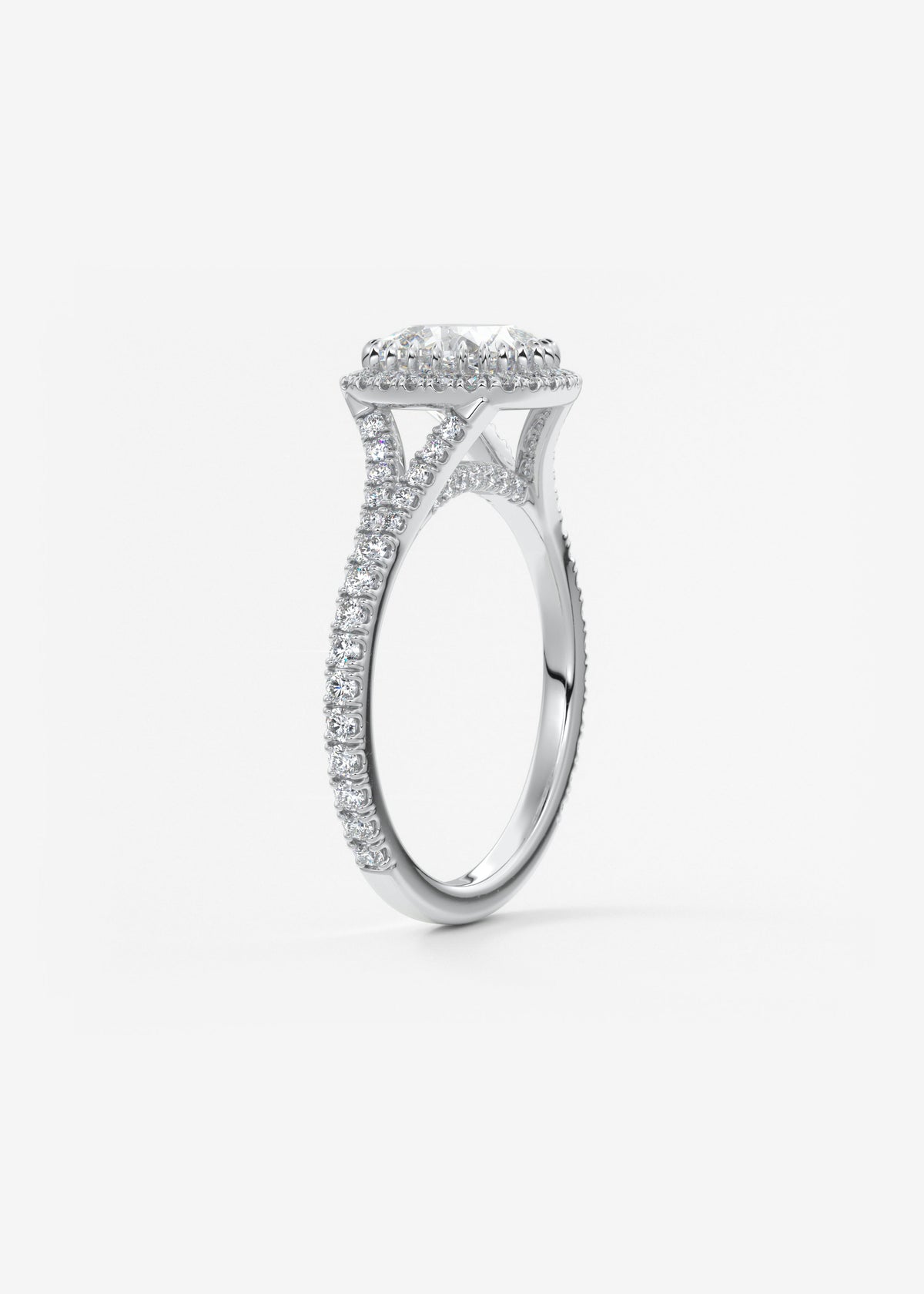 Cushion Halo & Pave , Split Shank Lab Grown Diamond Engagement Ring