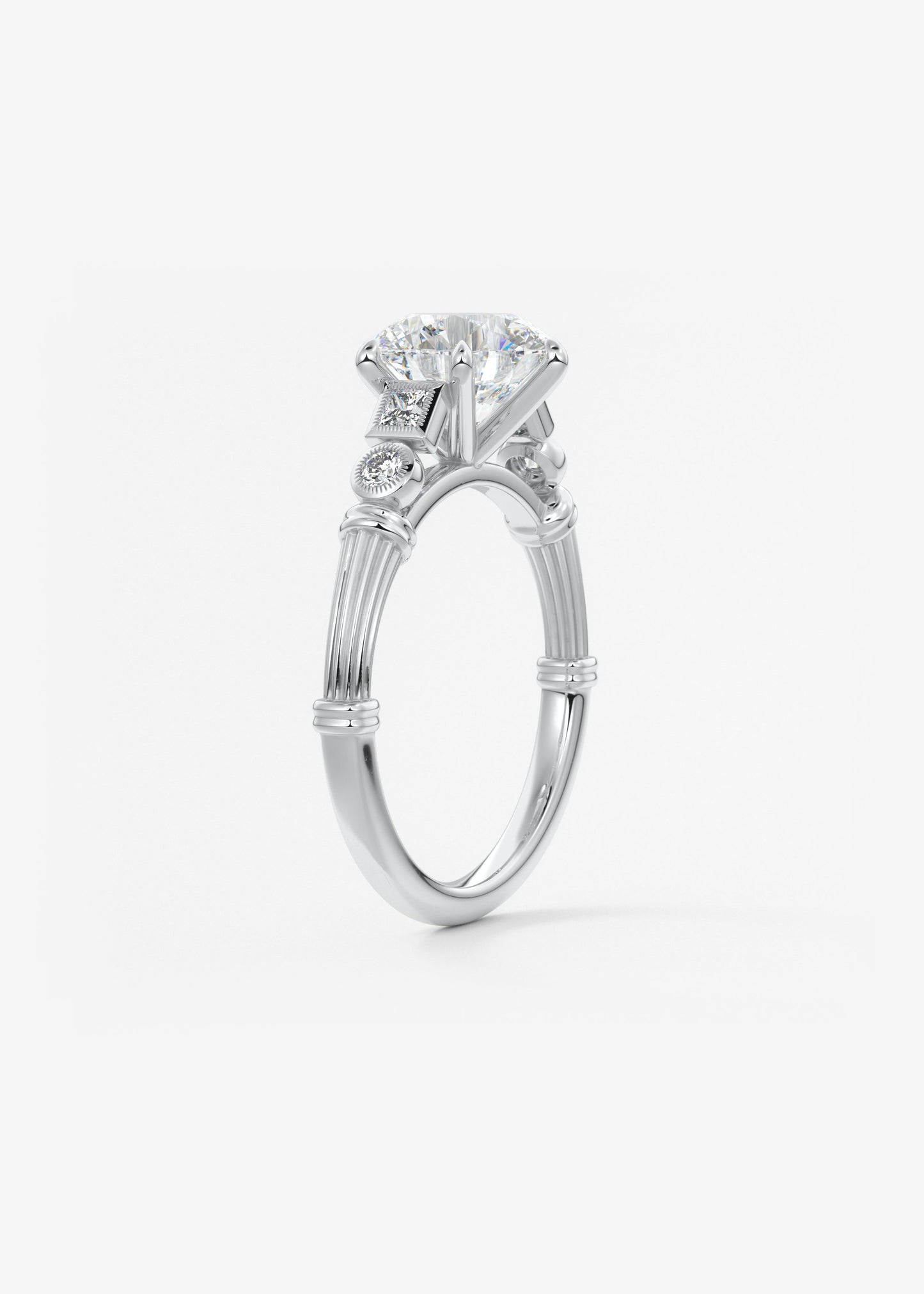 Round Art Deco Lab Grown Diamond Engagement Ring