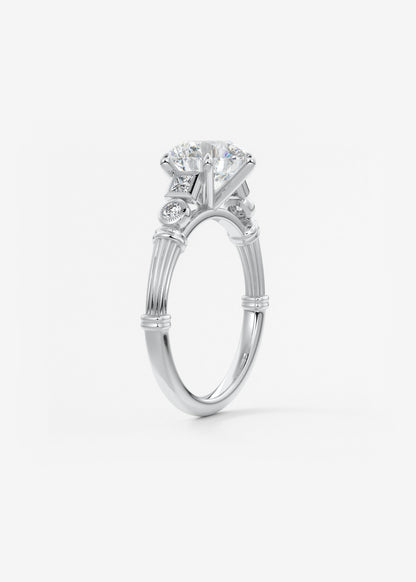 Round Art Deco Lab Grown Diamond Engagement Ring
