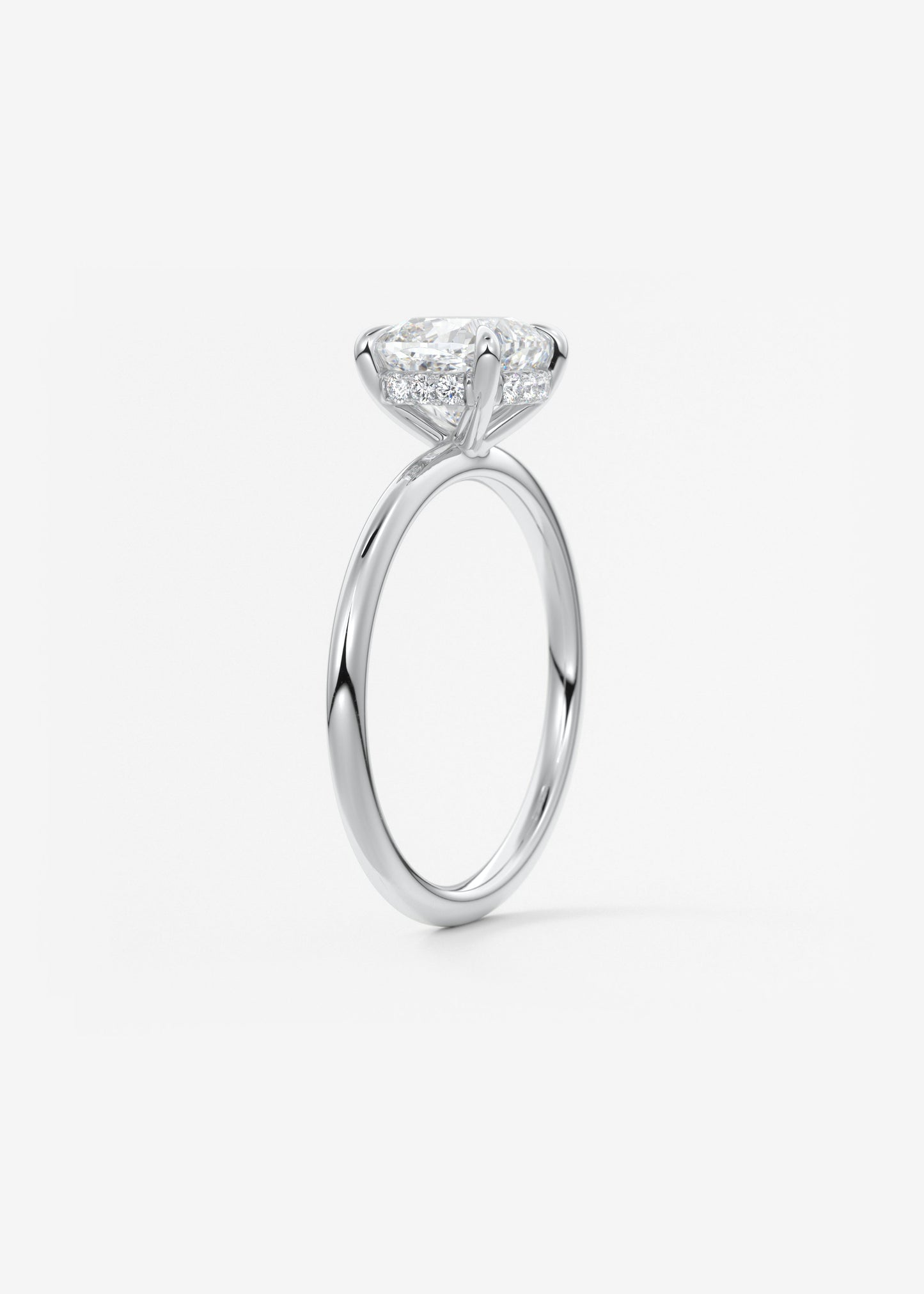 Cushion Hidden Halo Lab Grown Diamond Engagement Ring