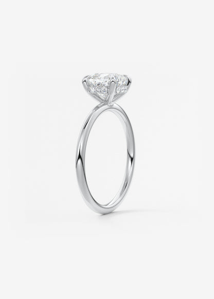 Cushion Hidden Halo Lab Grown Diamond Engagement Ring