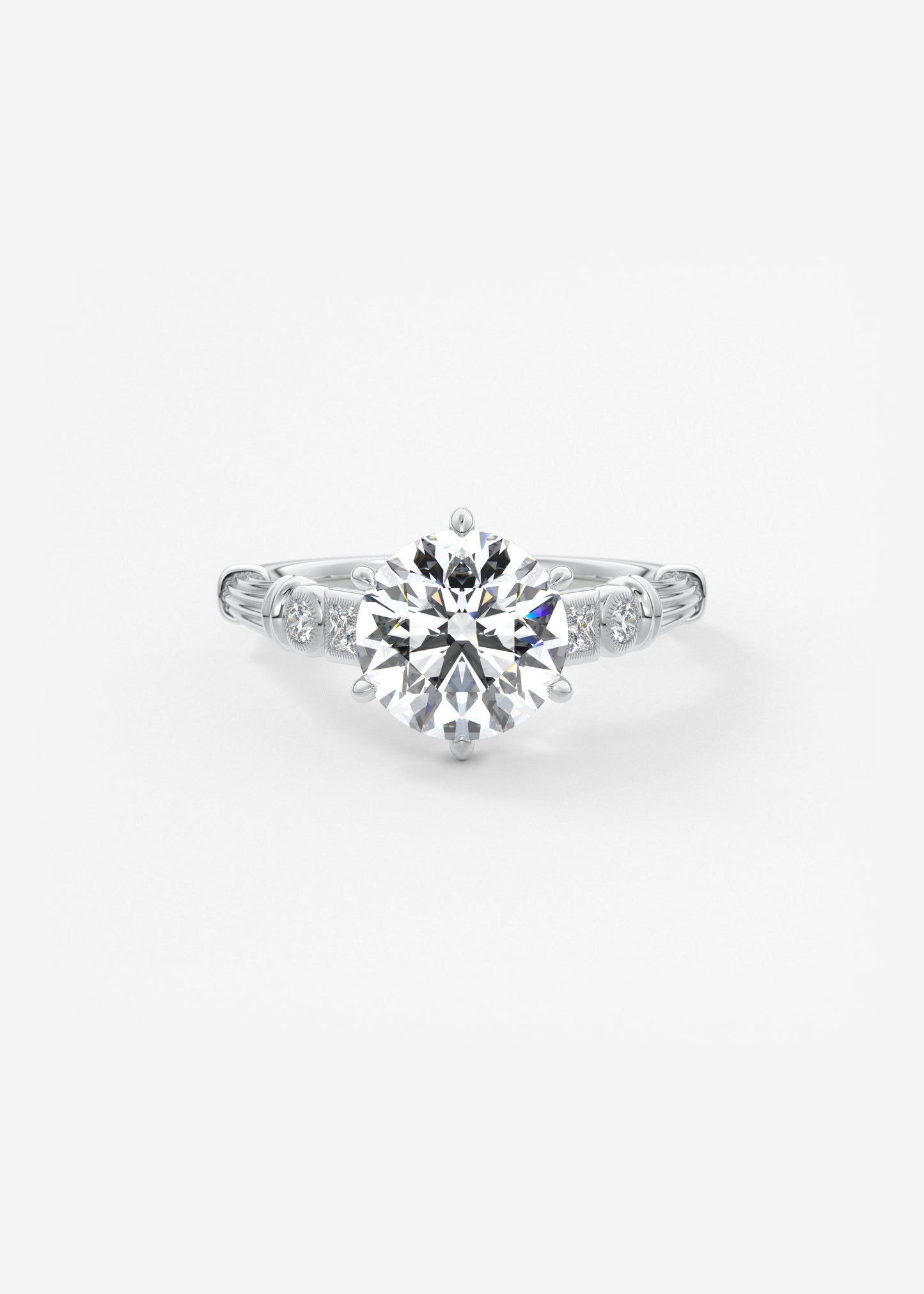 Round Art Deco Lab Grown Diamond Engagement Ring