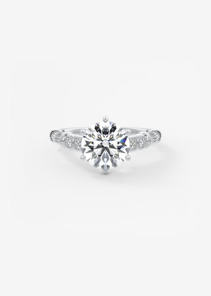 Round Art Deco Lab Grown Diamond Engagement Ring
