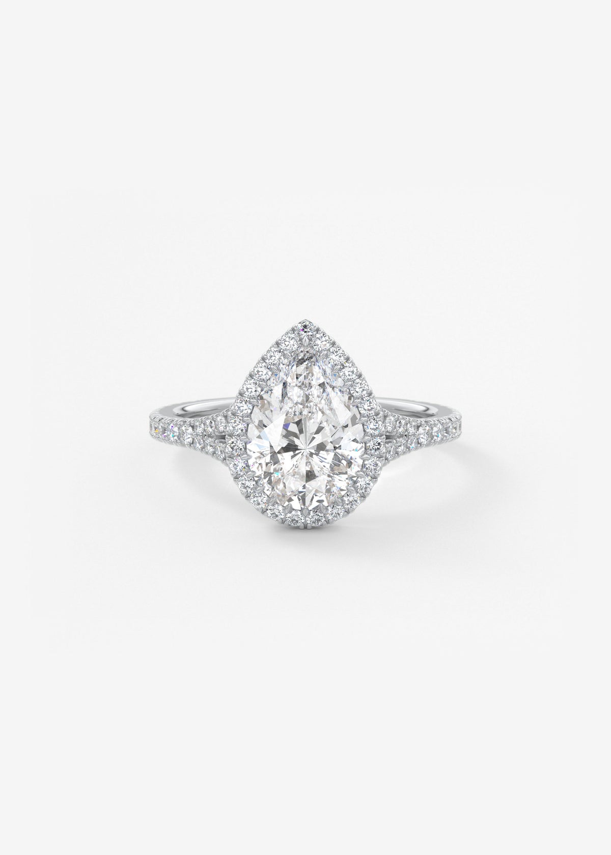 Pear Halo & Pave , Split Shank Lab Grown Diamond Engagement Ring