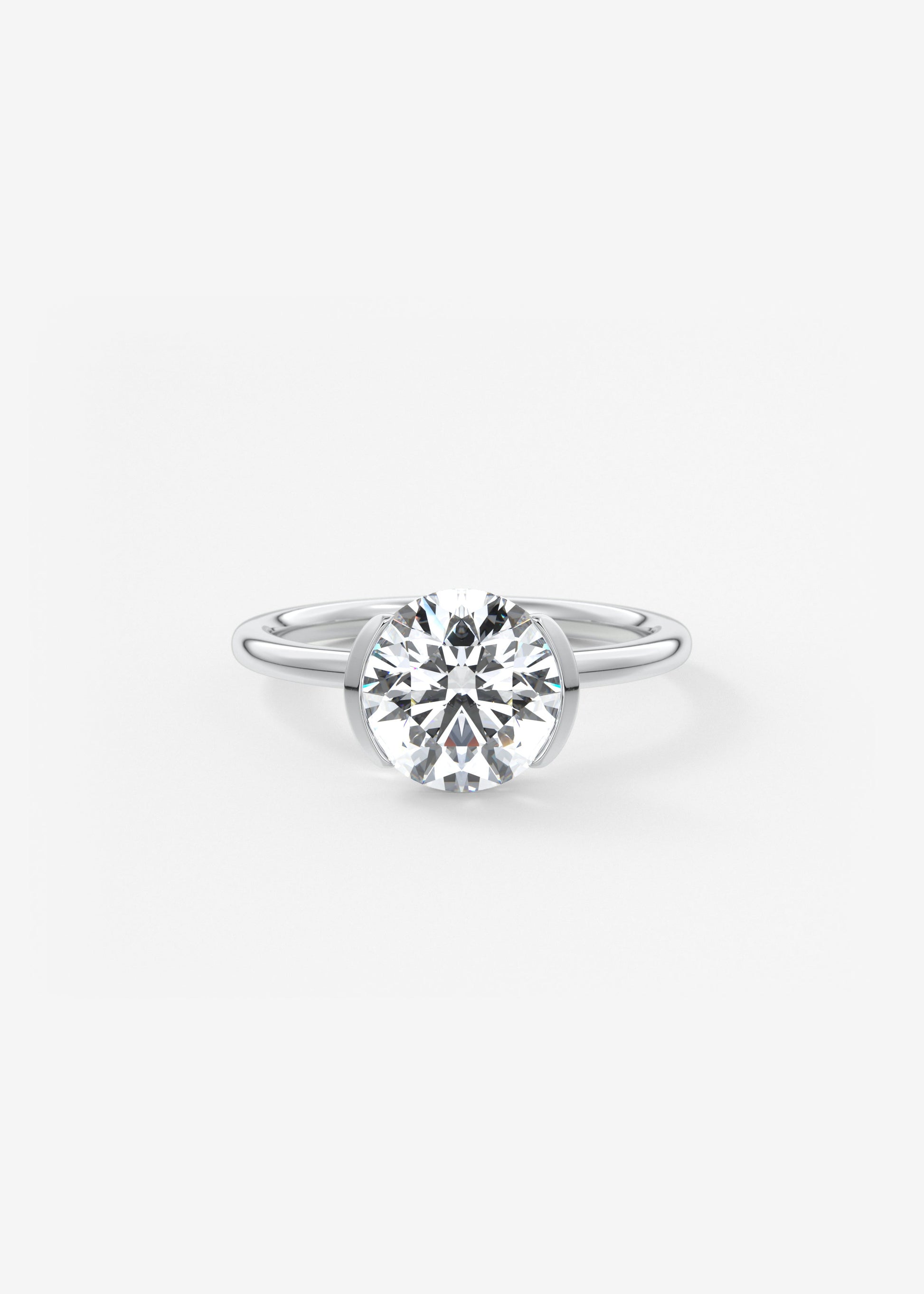 Round Half Bezel Lab Grown Diamond Engagement Ring