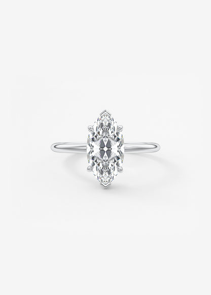 Marquise Hidden Halo Lab Grown Diamond Engagement Ring