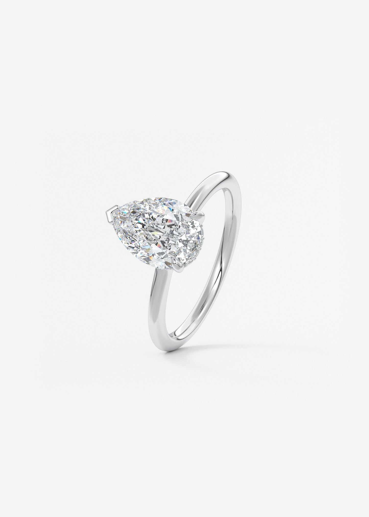 Pear Hidden Halo Lab Grown Diamond Engagement Ring