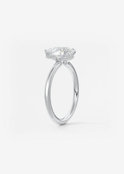 Pear Hidden Halo Lab Grown Diamond Engagement Ring