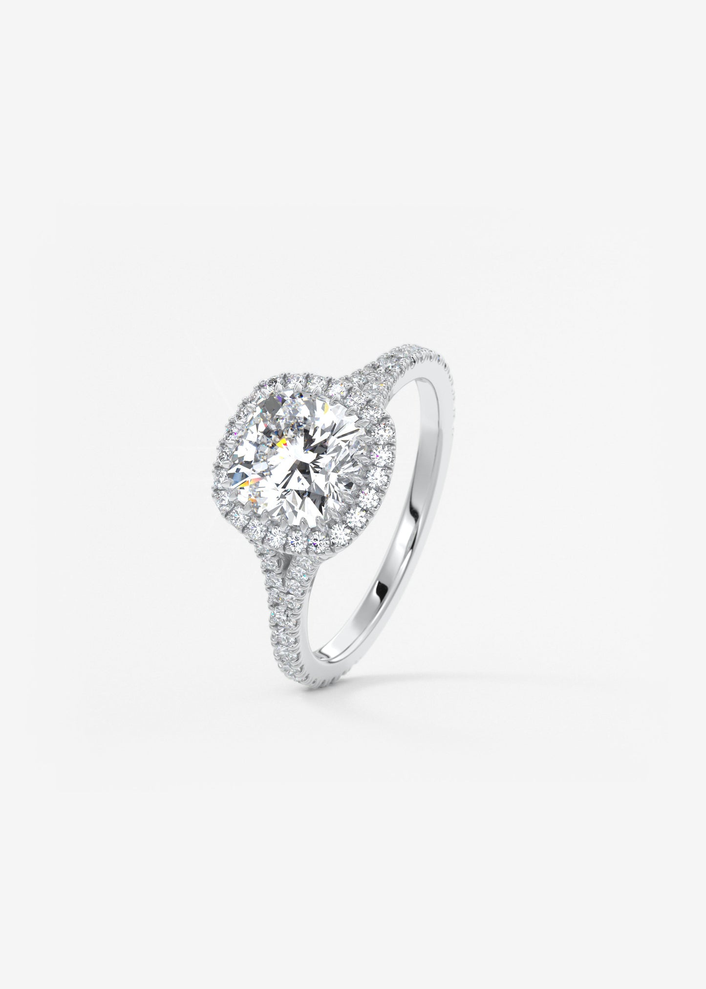 Cushion Halo & Pave , Split Shank Lab Grown Diamond Engagement Ring