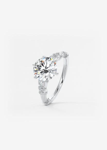 Round Art Deco Lab Grown Diamond Engagement Ring
