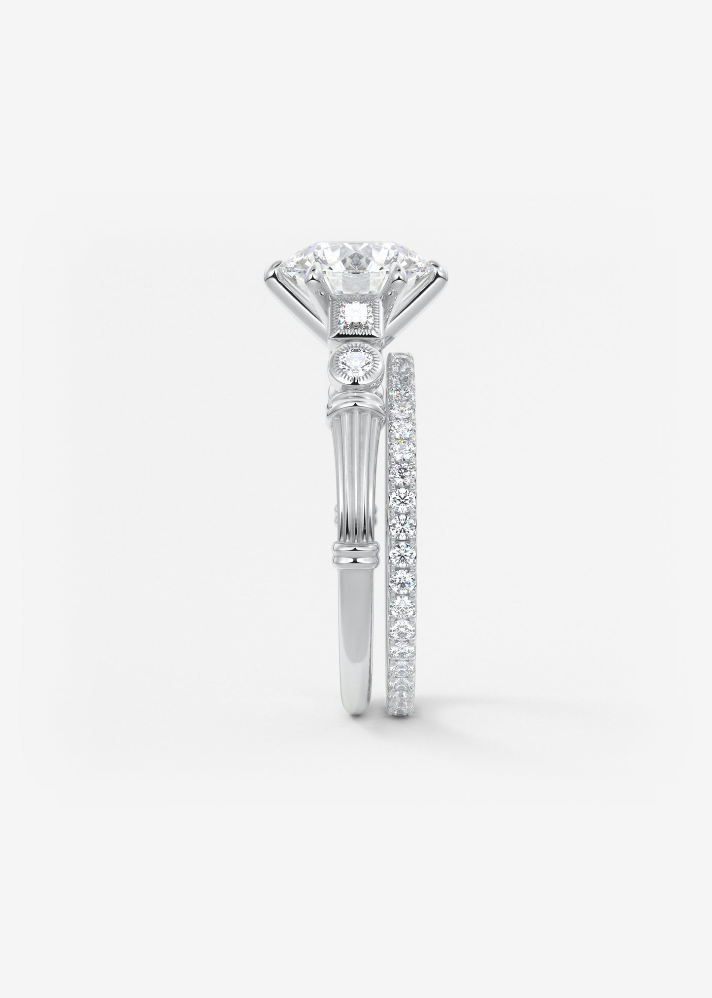 Round Art Deco Lab Grown Diamond Engagement Ring
