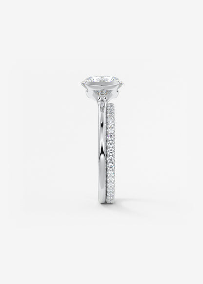 Round Half Bezel Lab Grown Diamond Engagement Ring