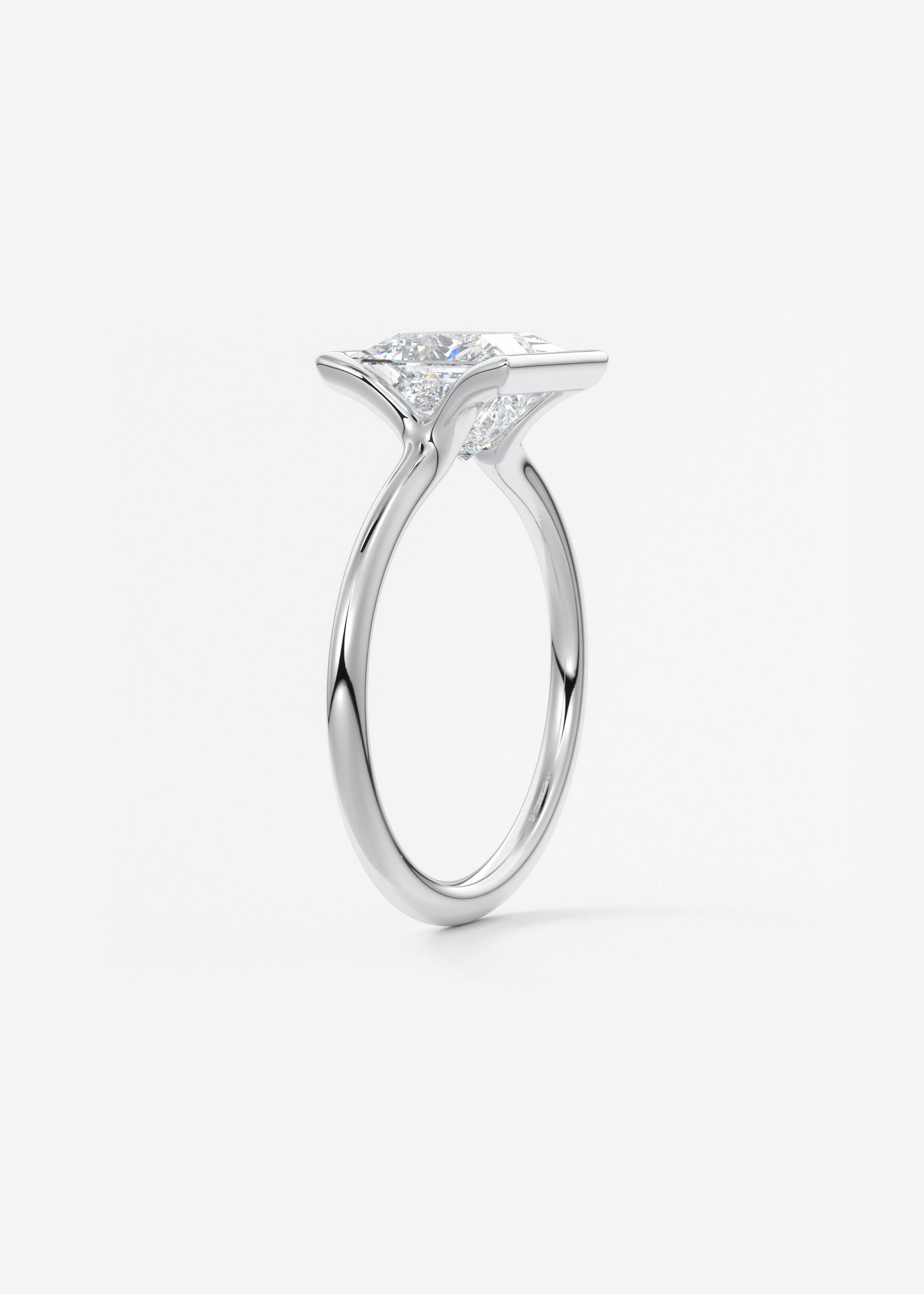 Princess Half Bezel Lab Grown Diamond Engagement Ring