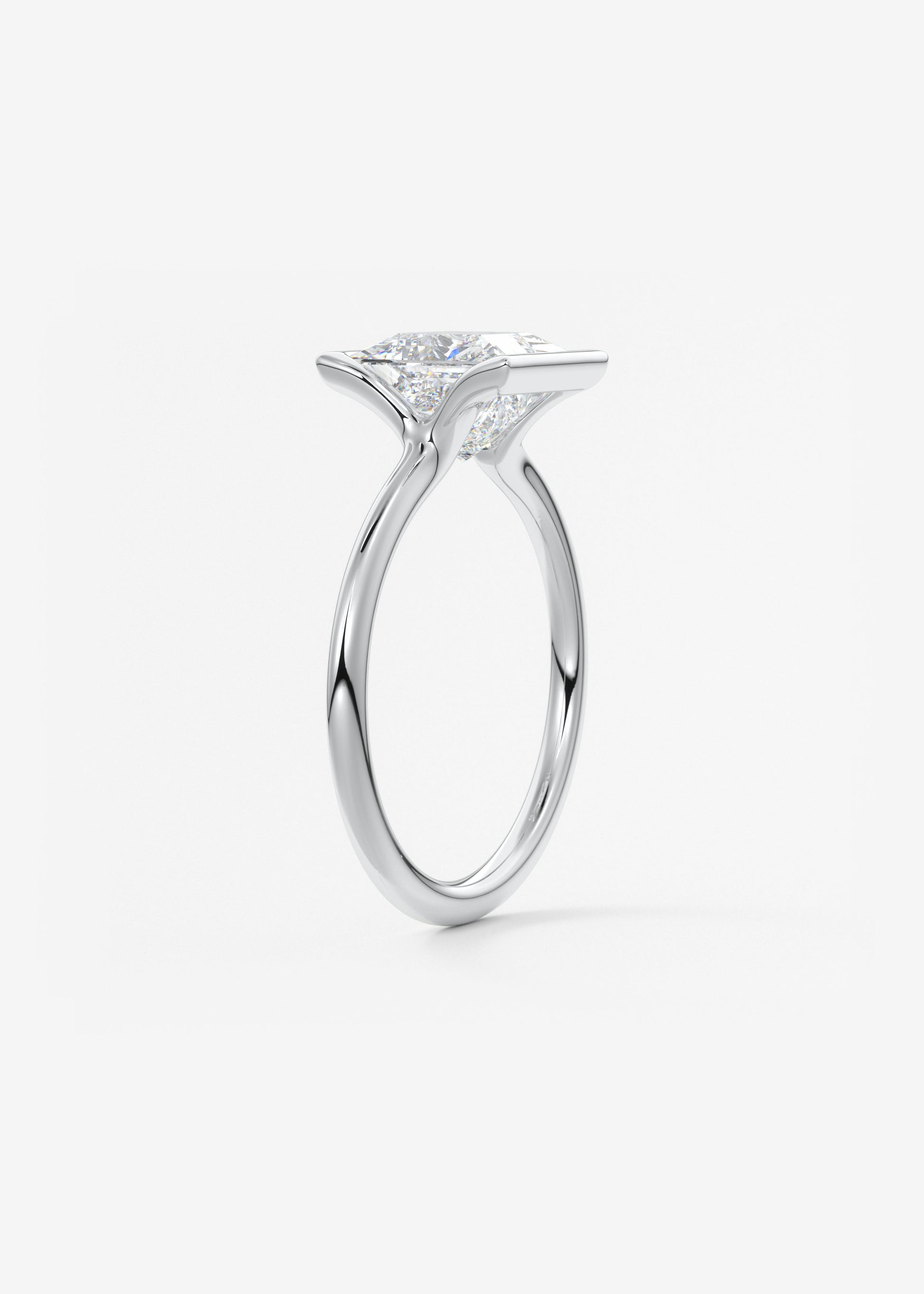 Princess Half Bezel Lab Grown Diamond Engagement Ring