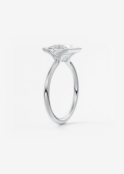 Princess Half Bezel Lab Grown Diamond Engagement Ring