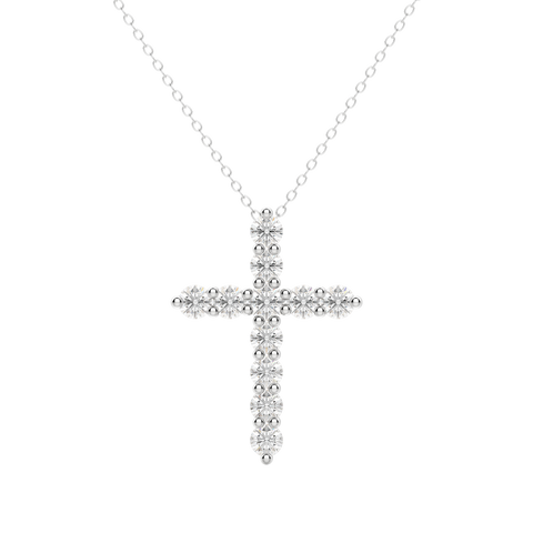 0.17 CT Round Cut Cross Pendant Moissanite Diamond Necklace