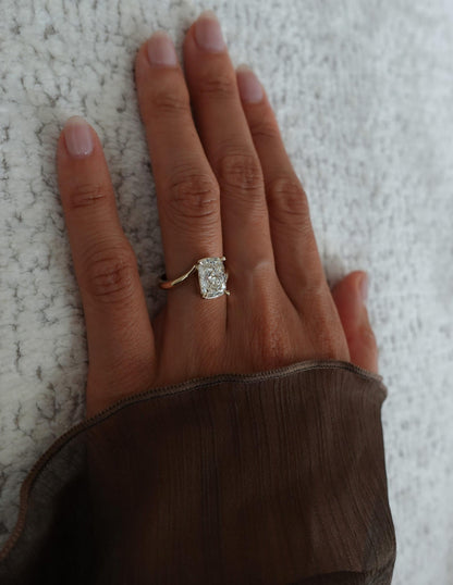 1.0 - 3.0 CT Elongated Cushion Shaped Lab Grown Diamond Soliatire Style Engagement Ring
