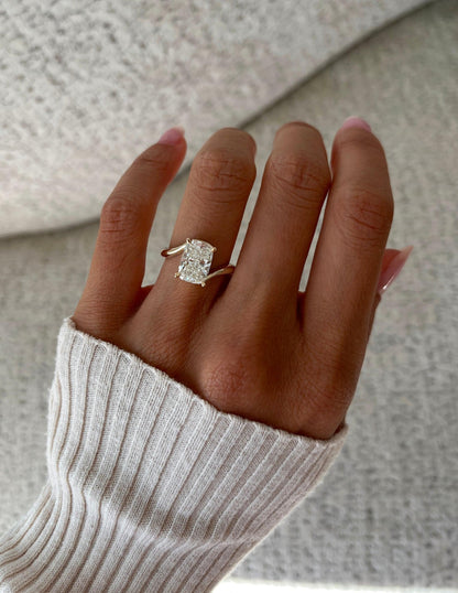 1.0 - 3.0 CT Elongated Cushion Shaped Lab Grown Diamond Soliatire Style Engagement Ring