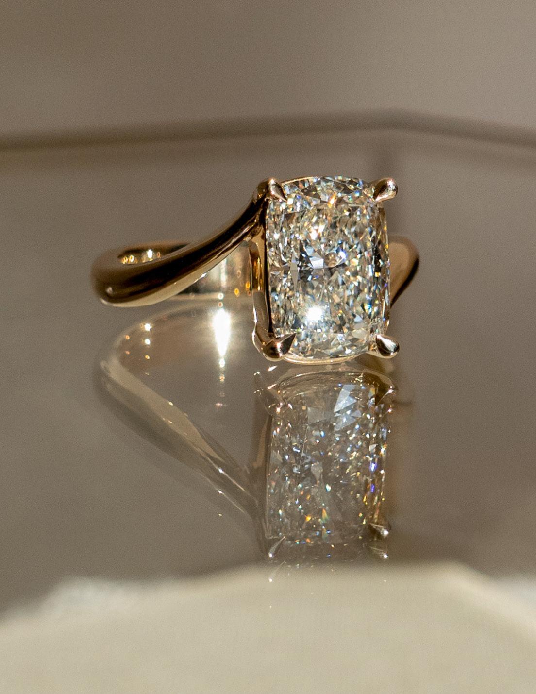 1.0 - 3.0 CT Elongated Cushion Shaped Lab Grown Diamond Soliatire Style Engagement Ring