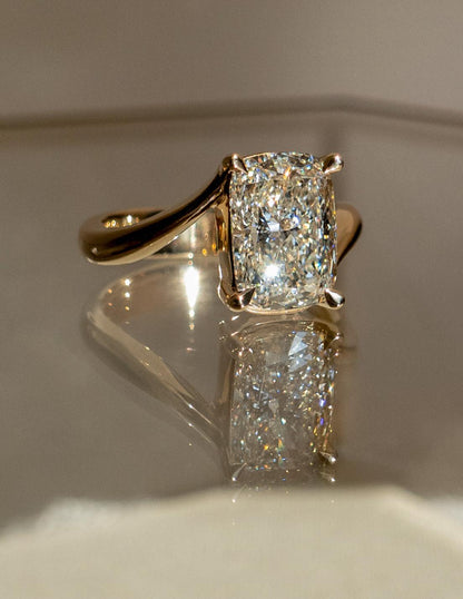 1.0 - 3.0 CT Elongated Cushion Shaped Lab Grown Diamond Soliatire Style Engagement Ring