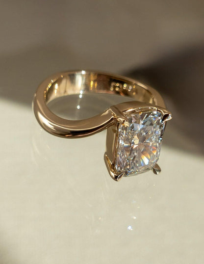 1.5 - 3.5 CT Elongated Cushion Shaped Lab Grown Diamond Soliatire Style Engagement Ring