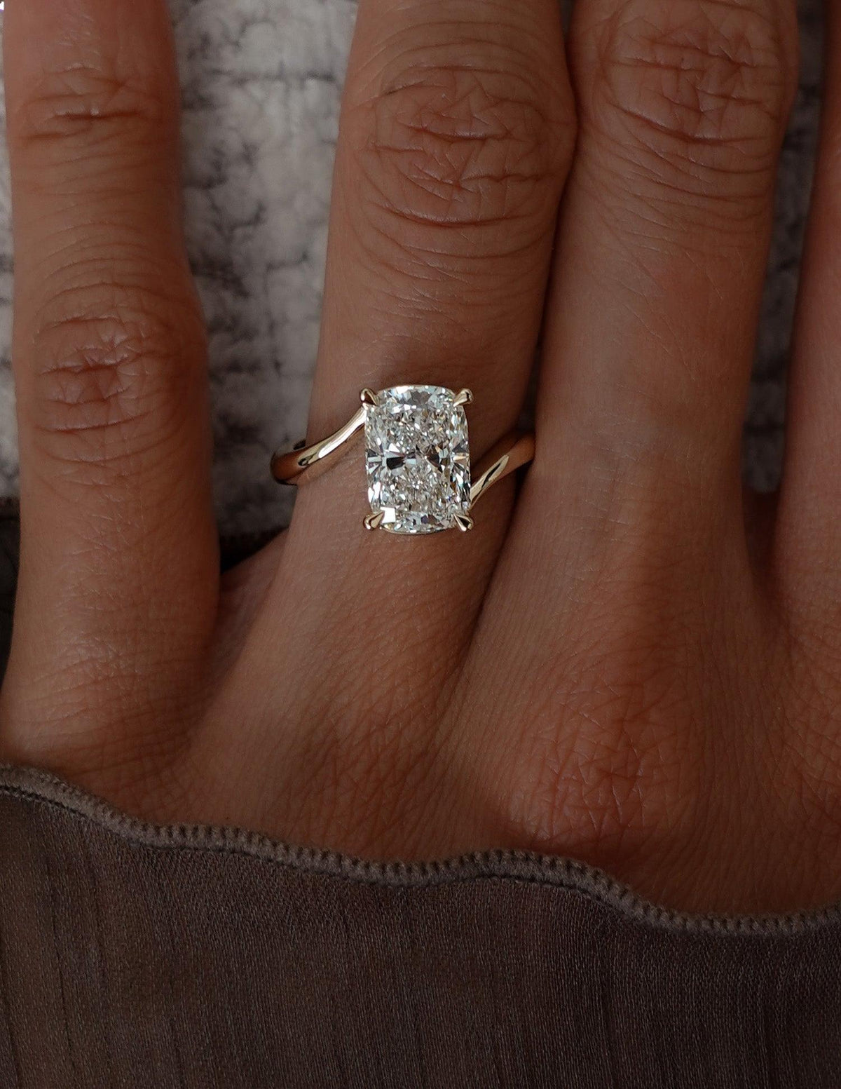 1.0 - 3.0 CT Elongated Cushion Shaped Lab Grown Diamond Soliatire Style Engagement Ring