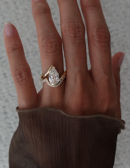 3 CT Pear Shaped Lab Grown Diamond Bypass Style Engagement Ring