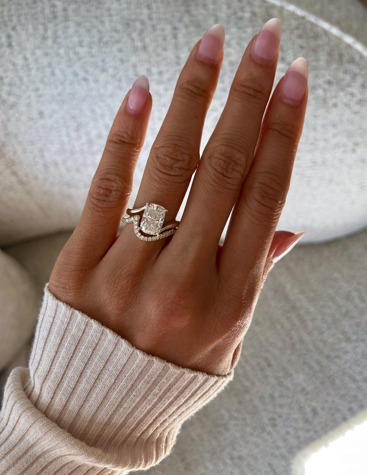 1.0 - 3.0 CT Elongated Cushion Shaped Lab Grown Diamond Soliatire Style Engagement Ring