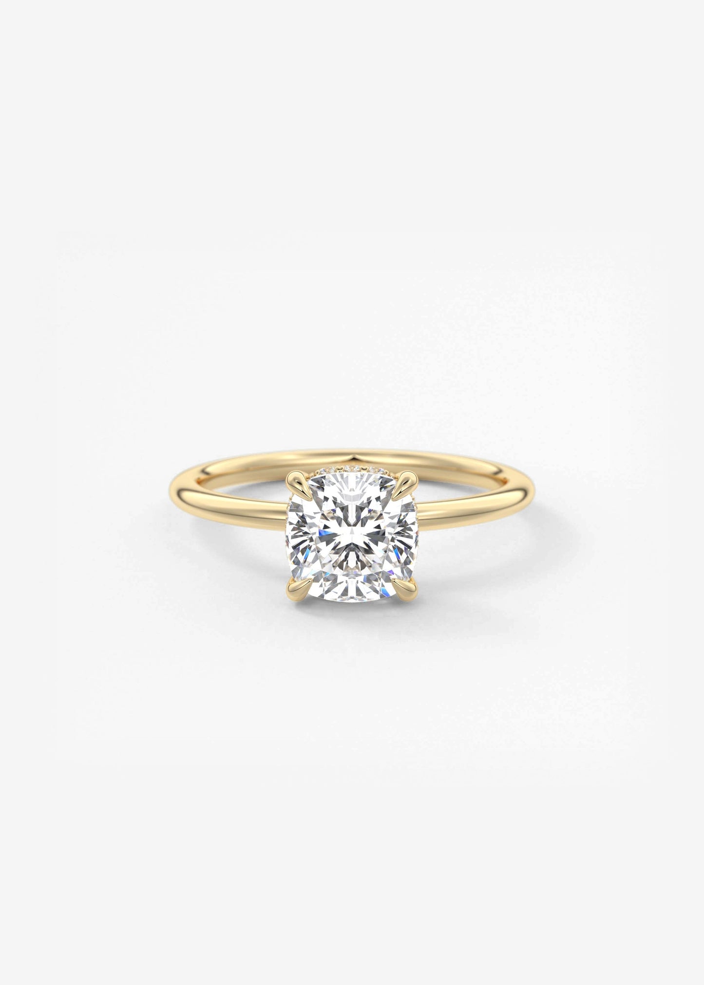 Cushion Hidden Halo Lab Grown Diamond Engagement Ring