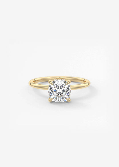 Cushion Hidden Halo Lab Grown Diamond Engagement Ring