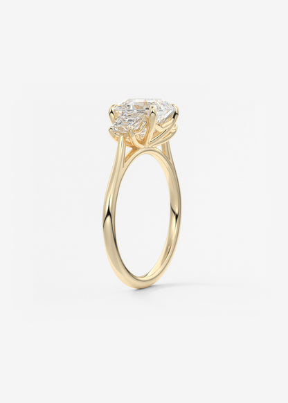 Asscher Three Stone Lab Grown Diamond Engagement Ring