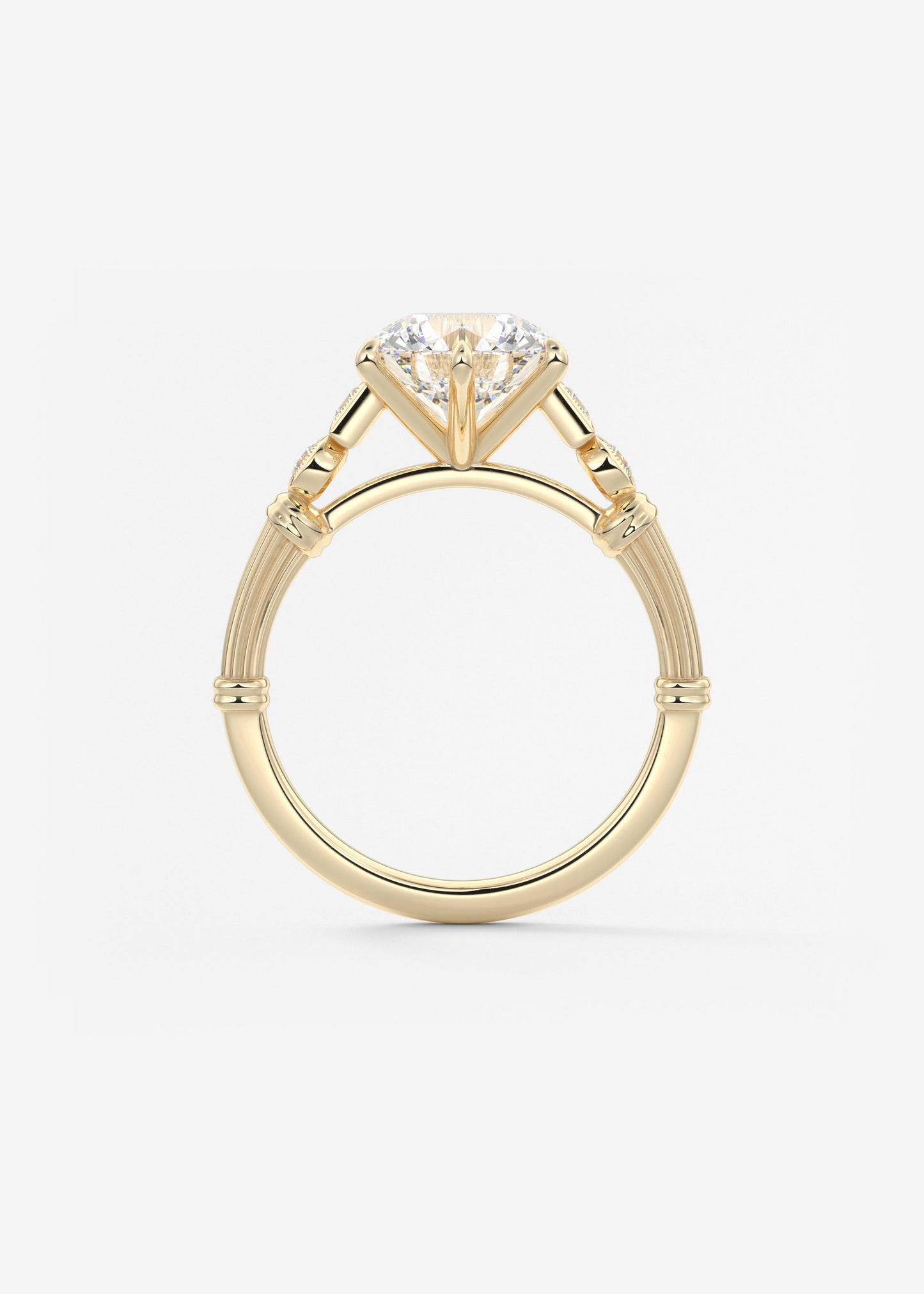 Round Art Deco Lab Grown Diamond Engagement Ring