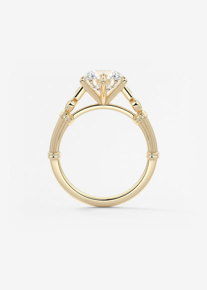 Round Art Deco Lab Grown Diamond Engagement Ring