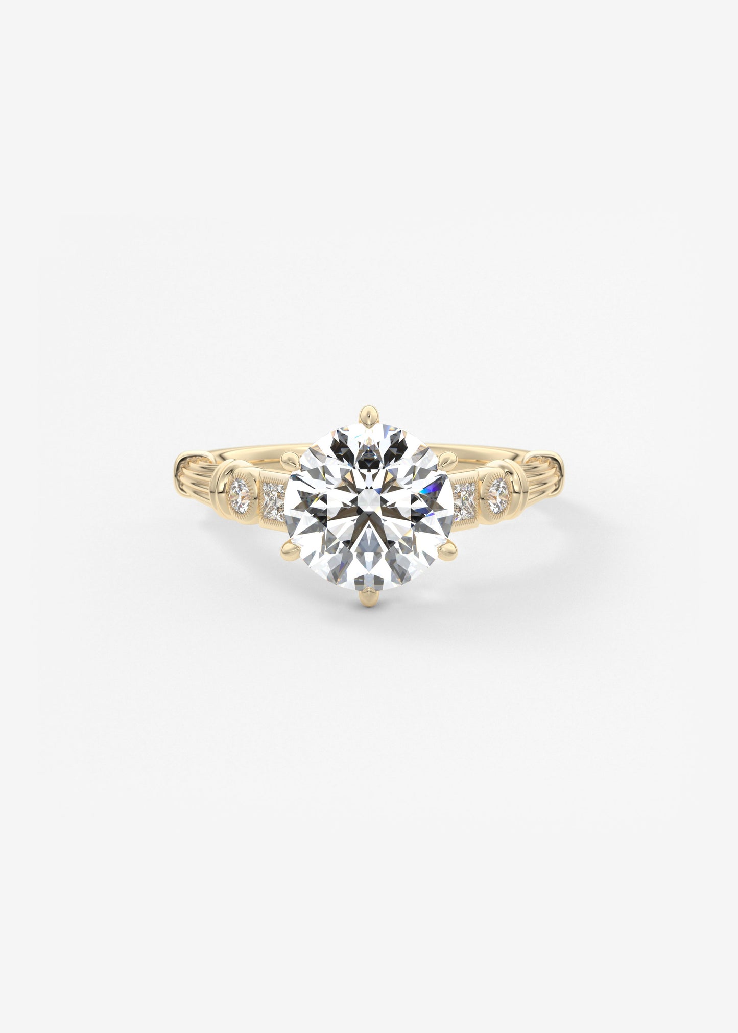 Round Art Deco Lab Grown Diamond Engagement Ring
