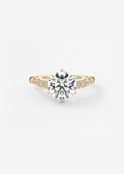 Round Art Deco Lab Grown Diamond Engagement Ring