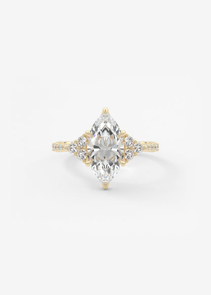 Marquise Cluster Lab Grown Diamond Engagement Ring
