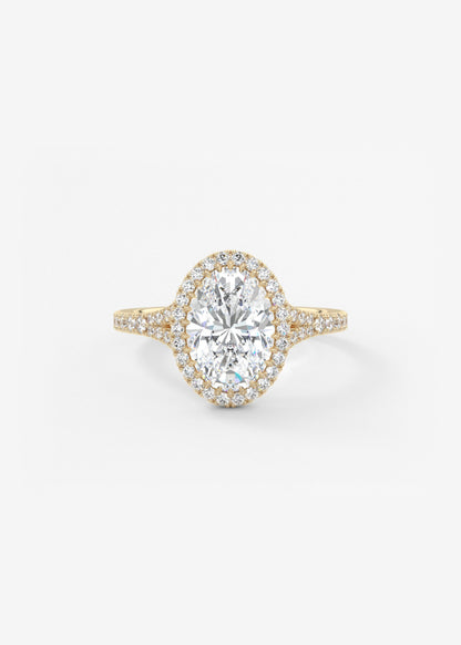 Oval Halo & Pave , Split Shank Lab Grown Diamond Engagement Ring