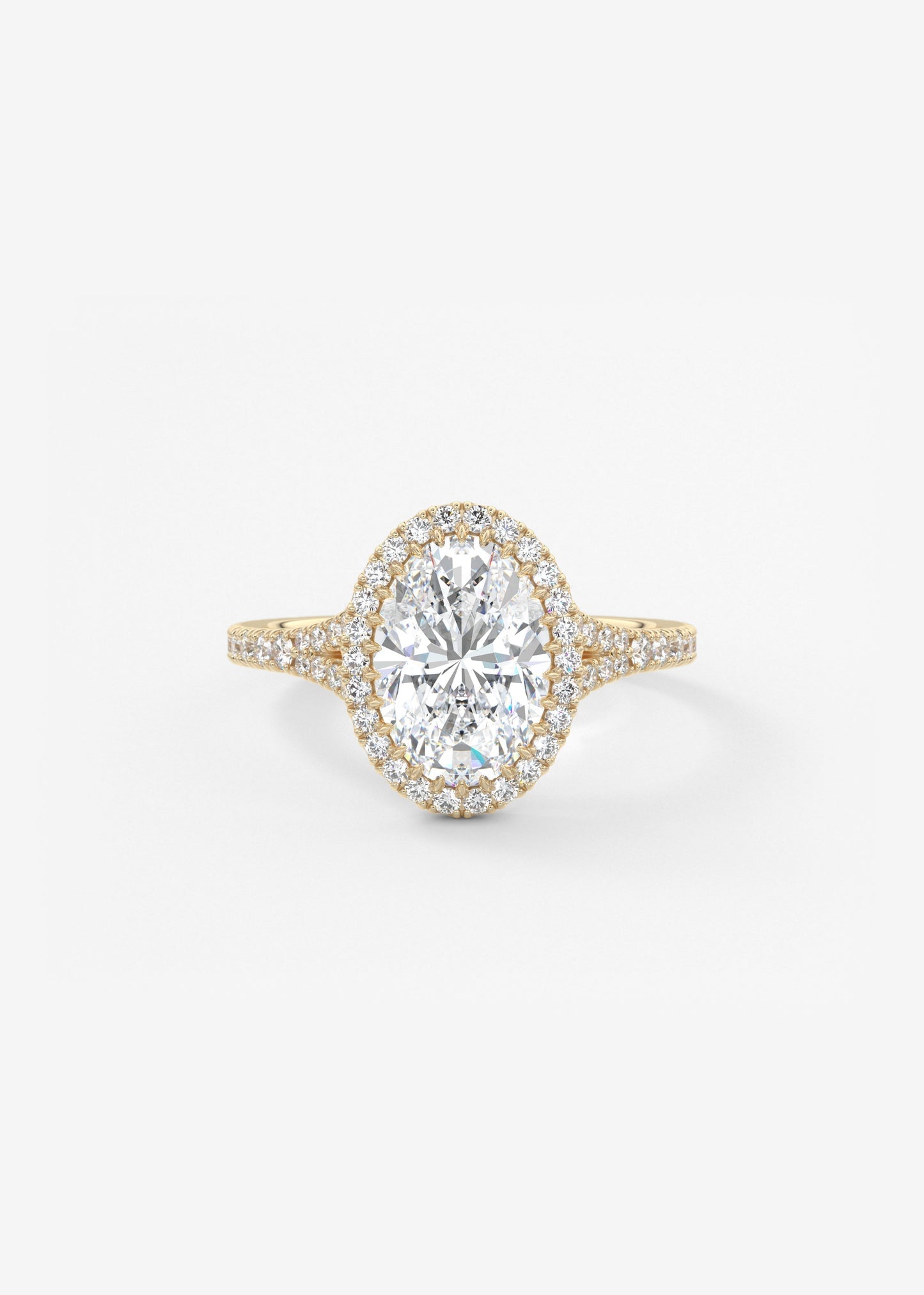 Oval Halo & Pave , Split Shank Lab Grown Diamond Engagement Ring
