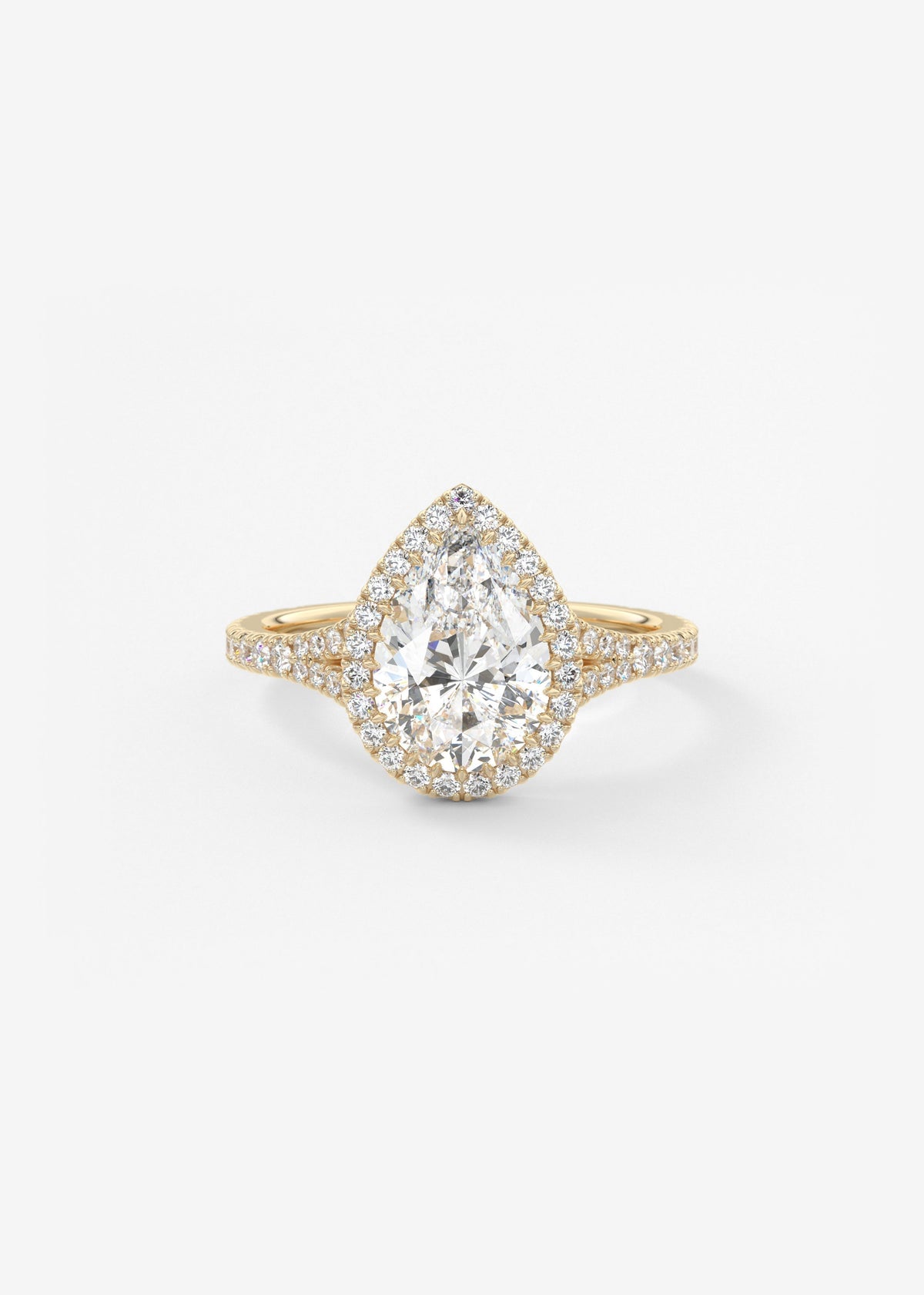 Pear Halo & Pave , Split Shank Lab Grown Diamond Engagement Ring